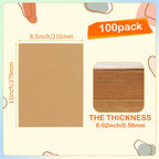 100 Pack 8.5x11 Chipboard Sheets, Kraft Cardboard for Shipping