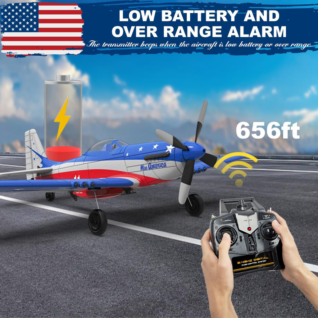 4 Channel RC Plane, Ready to Fly Aerobatic Aircraft, Easy Control for Beginners, P51 Mustang RC Airplane for Adults