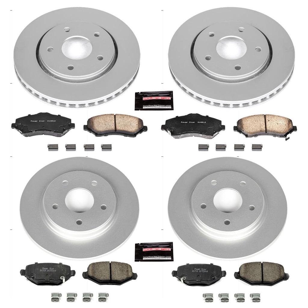 PowerStop Z17 Brake Pad & Fully Coated Rotor Kit Front & Rear CRK6563