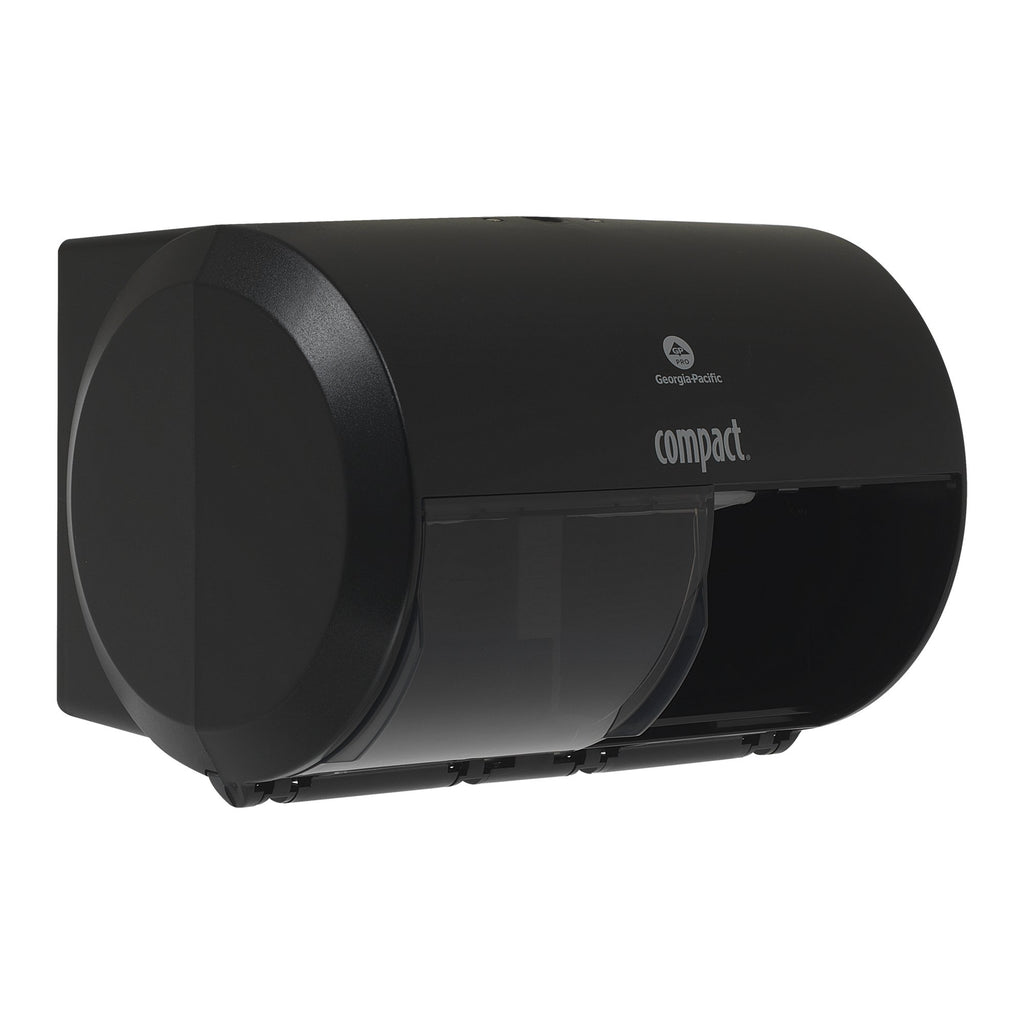 Compact 2-Roll Side-by-Side Coreless High-Capacity Toilet Paper Dispenser by GP PRO (Georgia-Pacific); Black; 56784A;