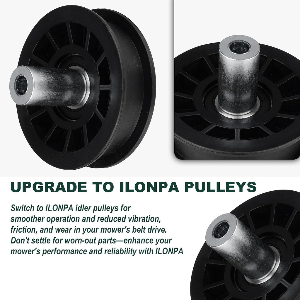 ILONPA 179114 Flat Idler Pulley for Husqvarna/Poulan/AYP/Craftsman 532179114 5321791-14 for Husqvarna CT131, CT141, CT151, LT131, LT135, LT141 for Poulan BB185H42, PK20H42, PXT16542 (1 Pack)