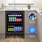 24 Inch Under Counter Beverage Refrigerator, 180 Can Drink Fridge