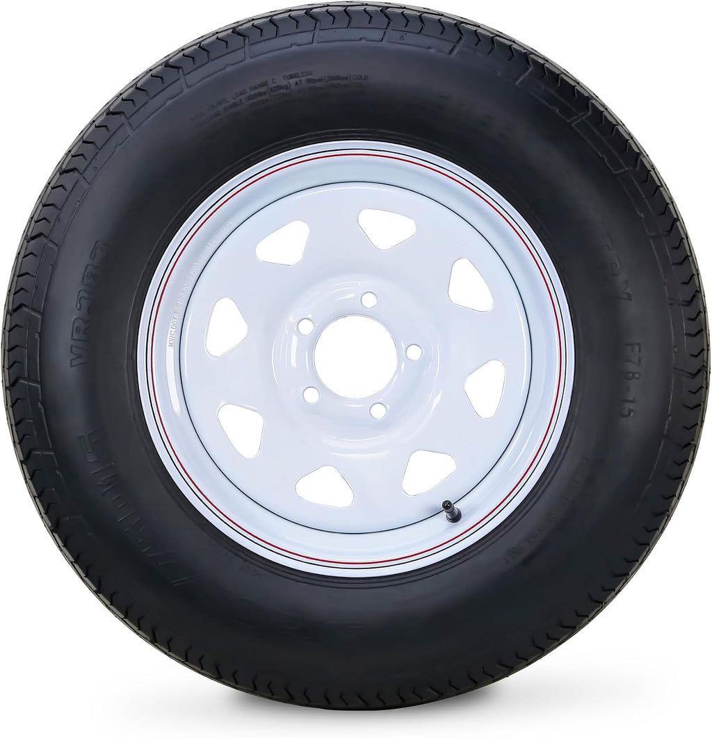 Trailer Tire Wheel ST205/75D15 6PR 101L 5X4.5 White Spoke Rim