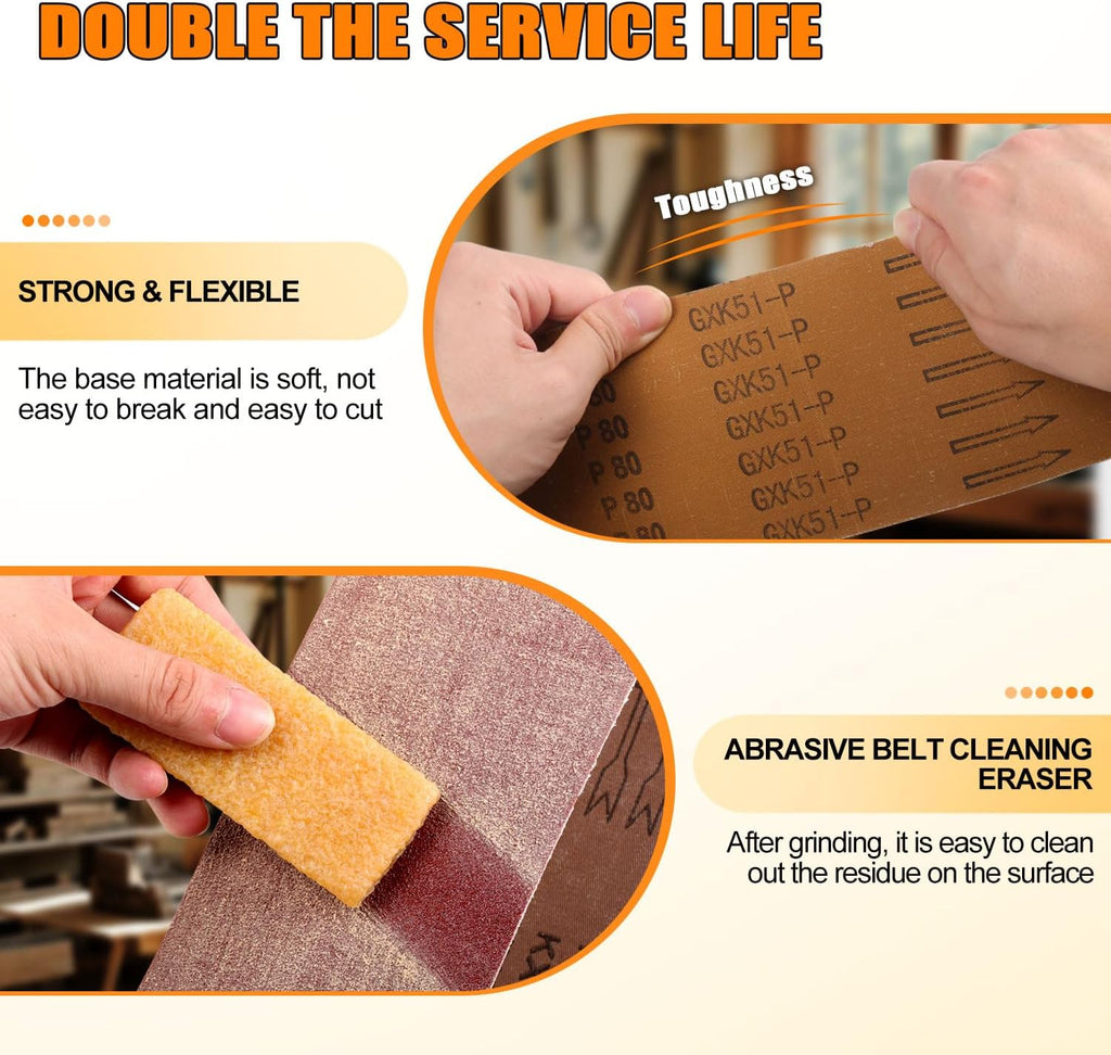 POLIWELL 4x36 Inch Sanding Belts 31Pack Sanding Discs Heavy-Duty