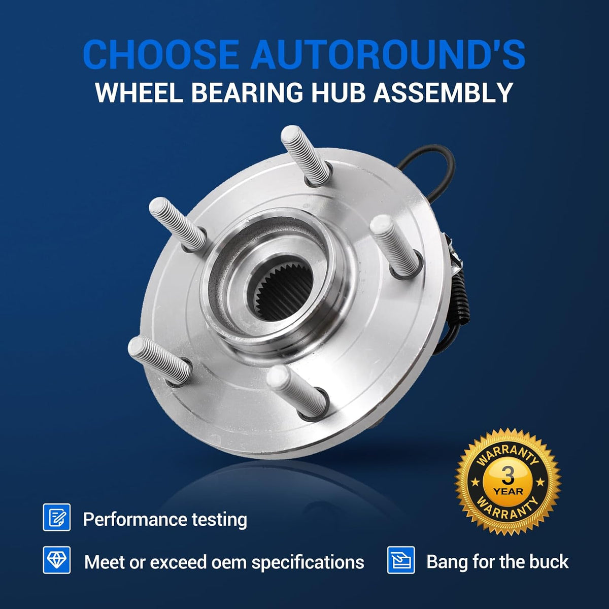 Autoround 513273 Front Wheel Hub Assembly Fit for 08-16 Dodge Grand Caravan
