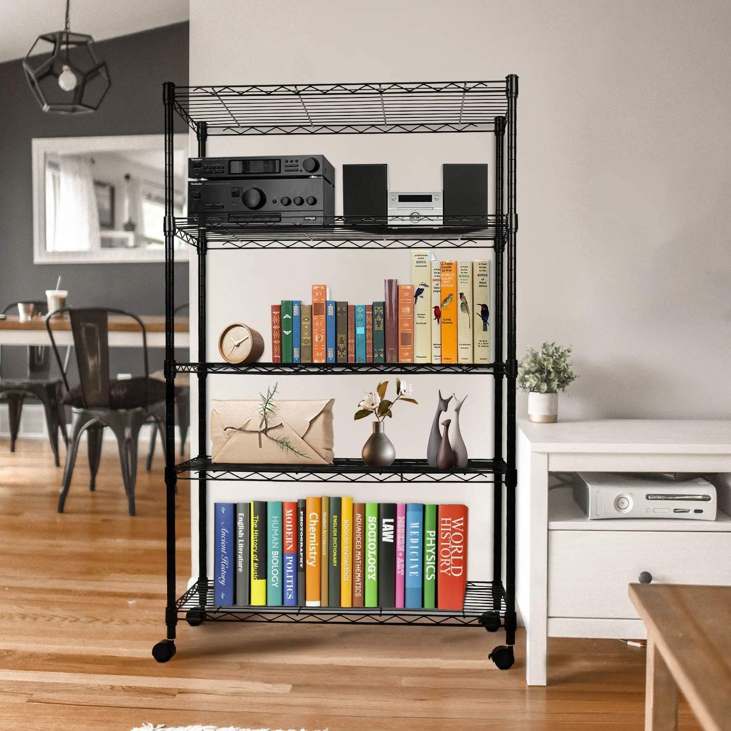 Heavy Duty 5-Shelf Storage Shelving Unit, 1250lbs Loading Capacity, 29.92" D x 13.98" W x 61.09" H, Black