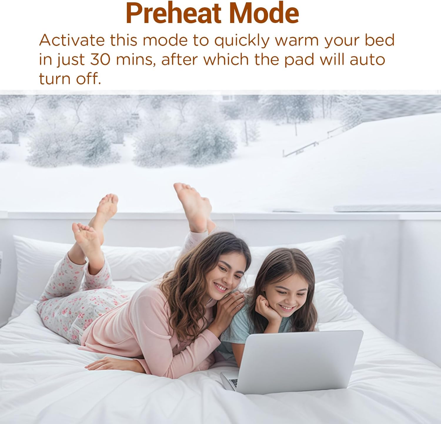 Heated Mattress Pad Twin Size, Foot Temp Diff Design & Preheat Function & Smart Downshift, Water-Resistant Bed Heater