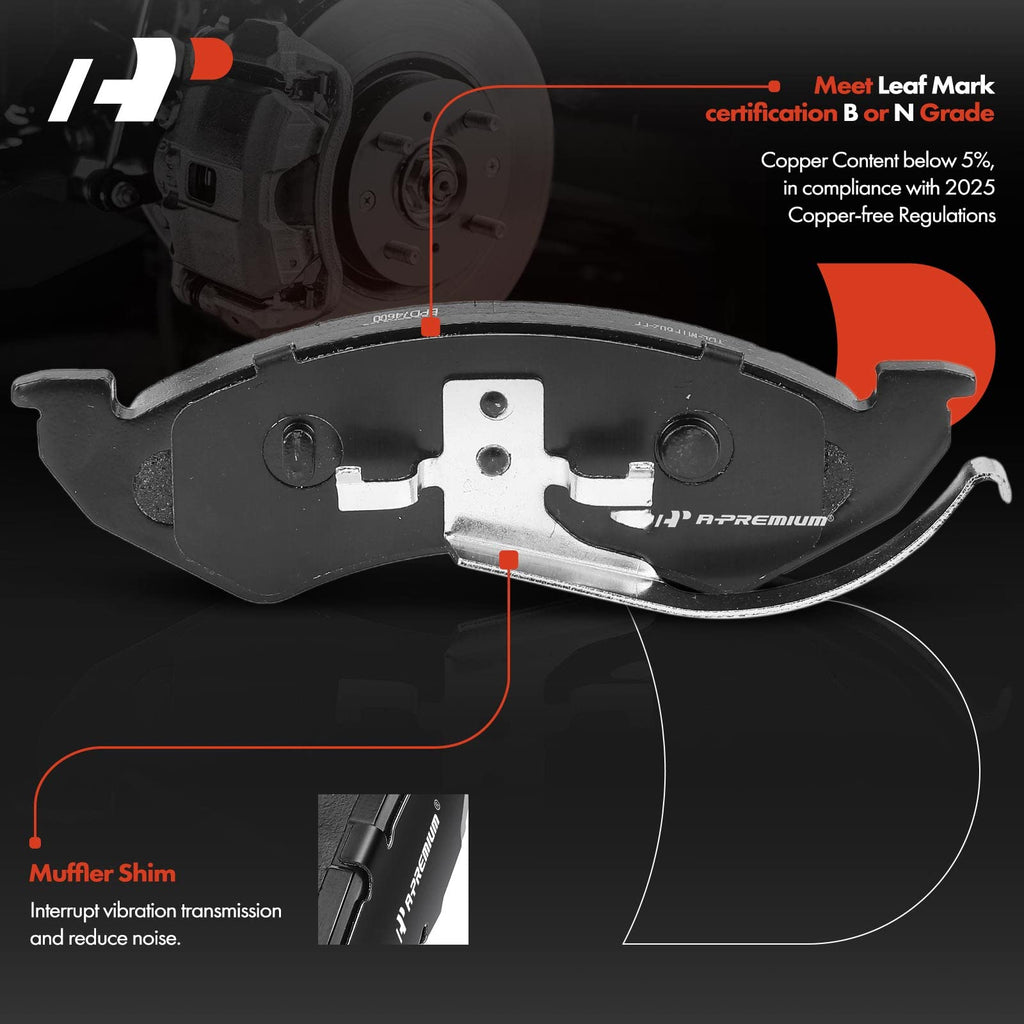 A-Premium Front Ceramic Brake Pads Compatible with Dodge