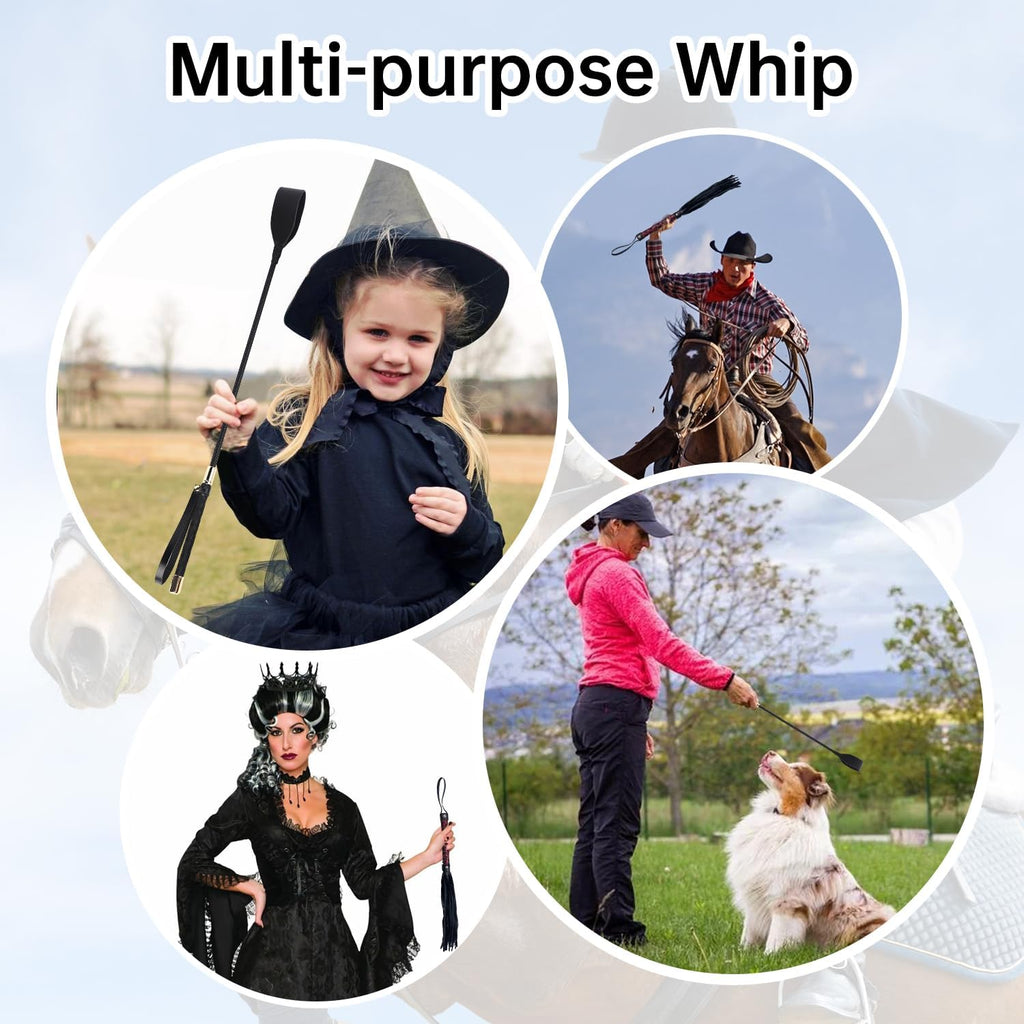 Horse Riding Crop Set, Faux Leather Equestrian Crop for Adults
