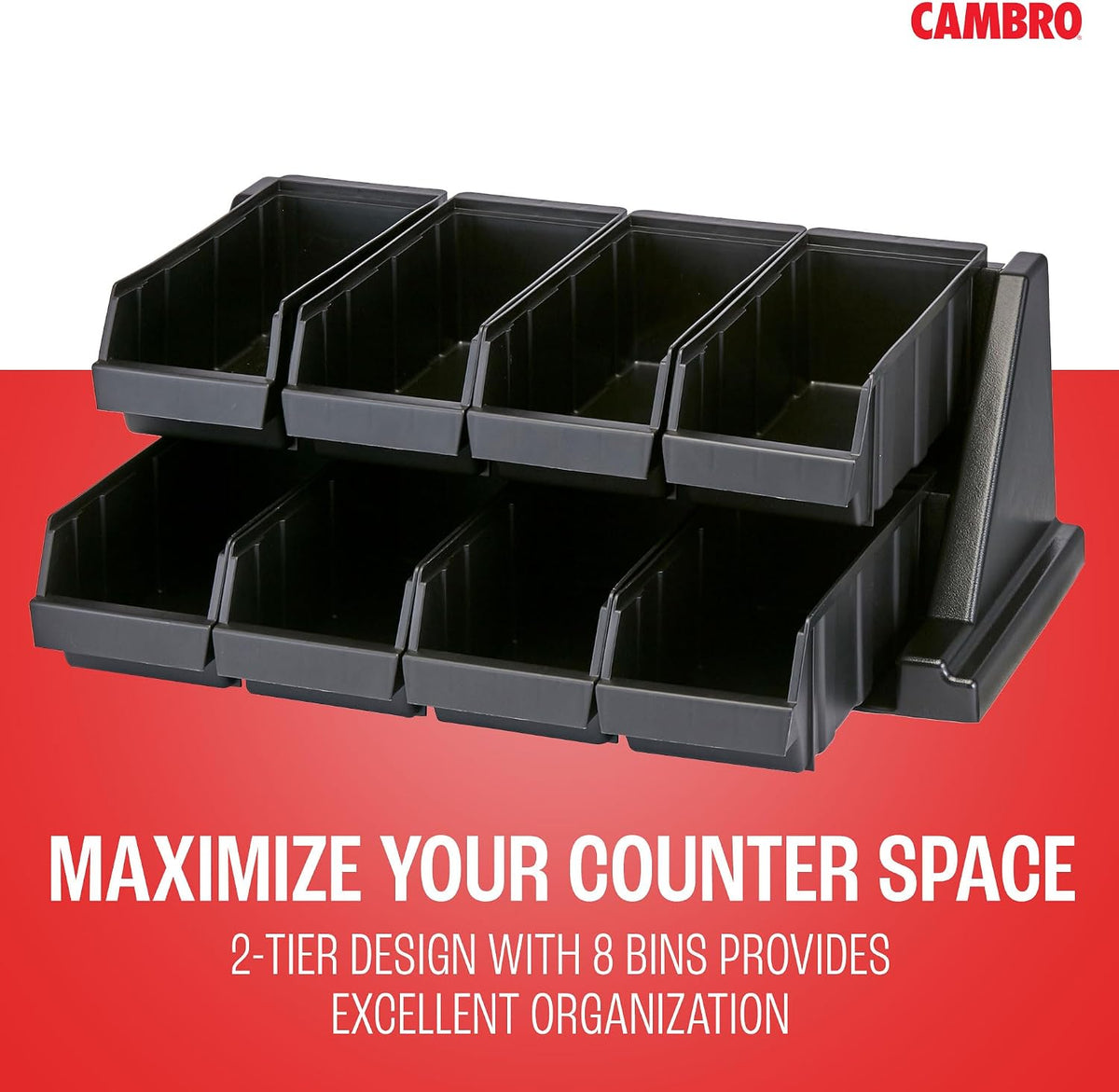 Versa Self Serve Condiment Bin - 8 Storage Bins - Ideal for Food and Coffee Condiments (Black)