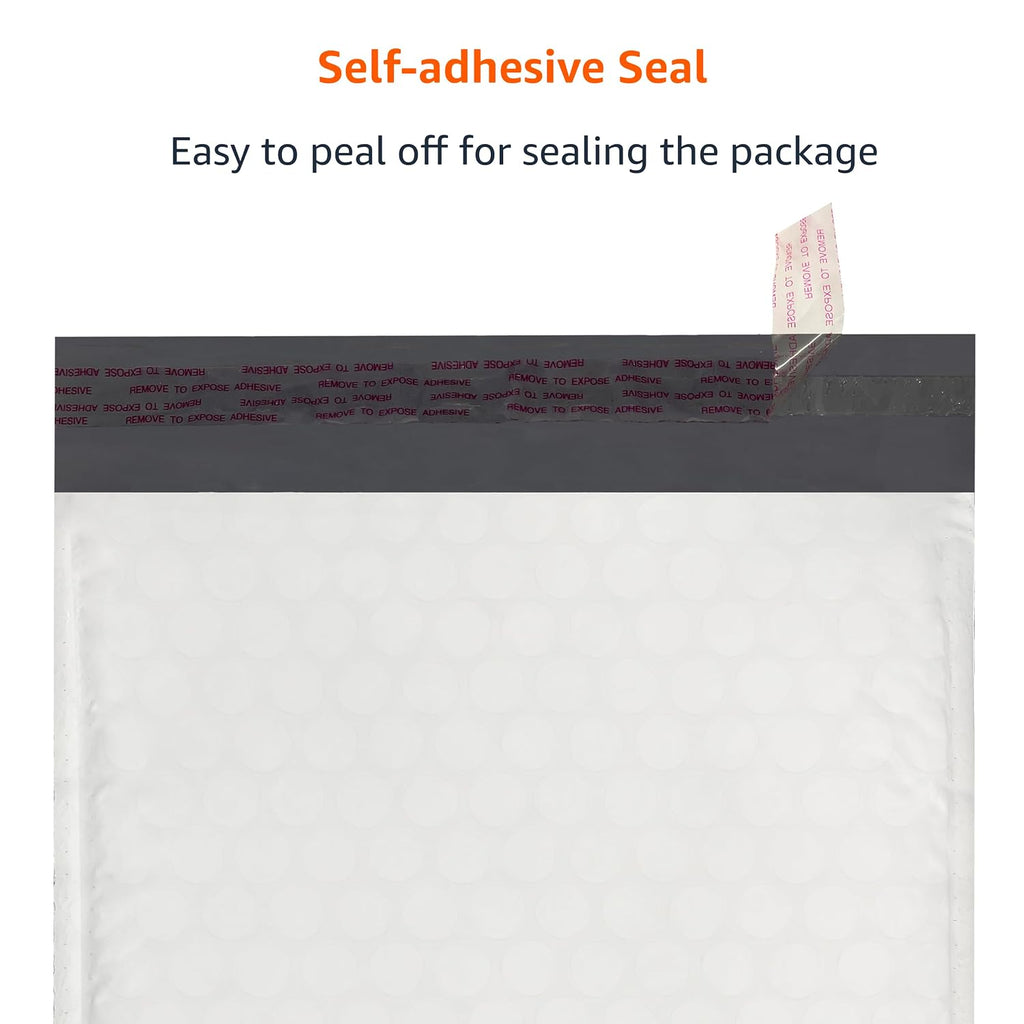 Poly Bubble Mailer, 8.5" x 12" (Internal Size 8.25" x 11"), Self-Seal, 100-Pack, White/Grey