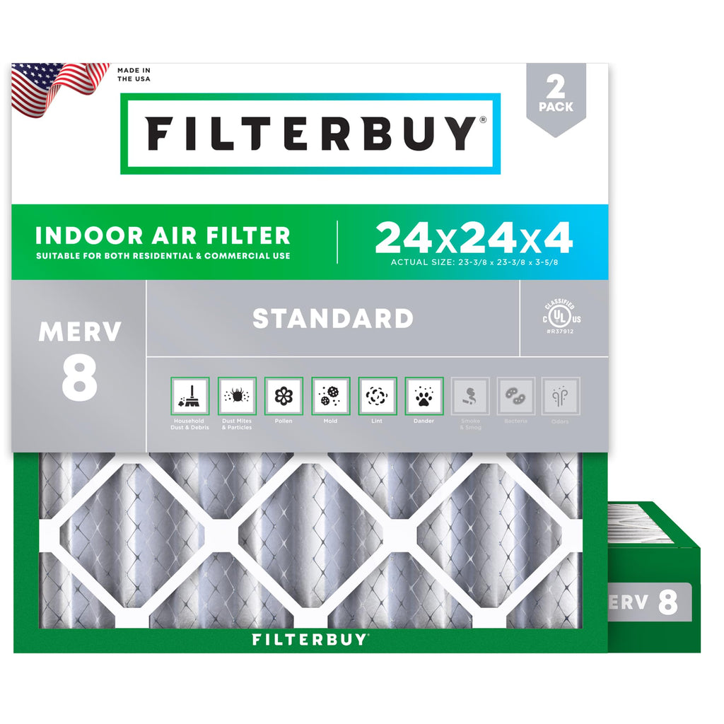 24x24x4 Air Filter MERV 8 Dust & Allergy Defense (2-Pack)