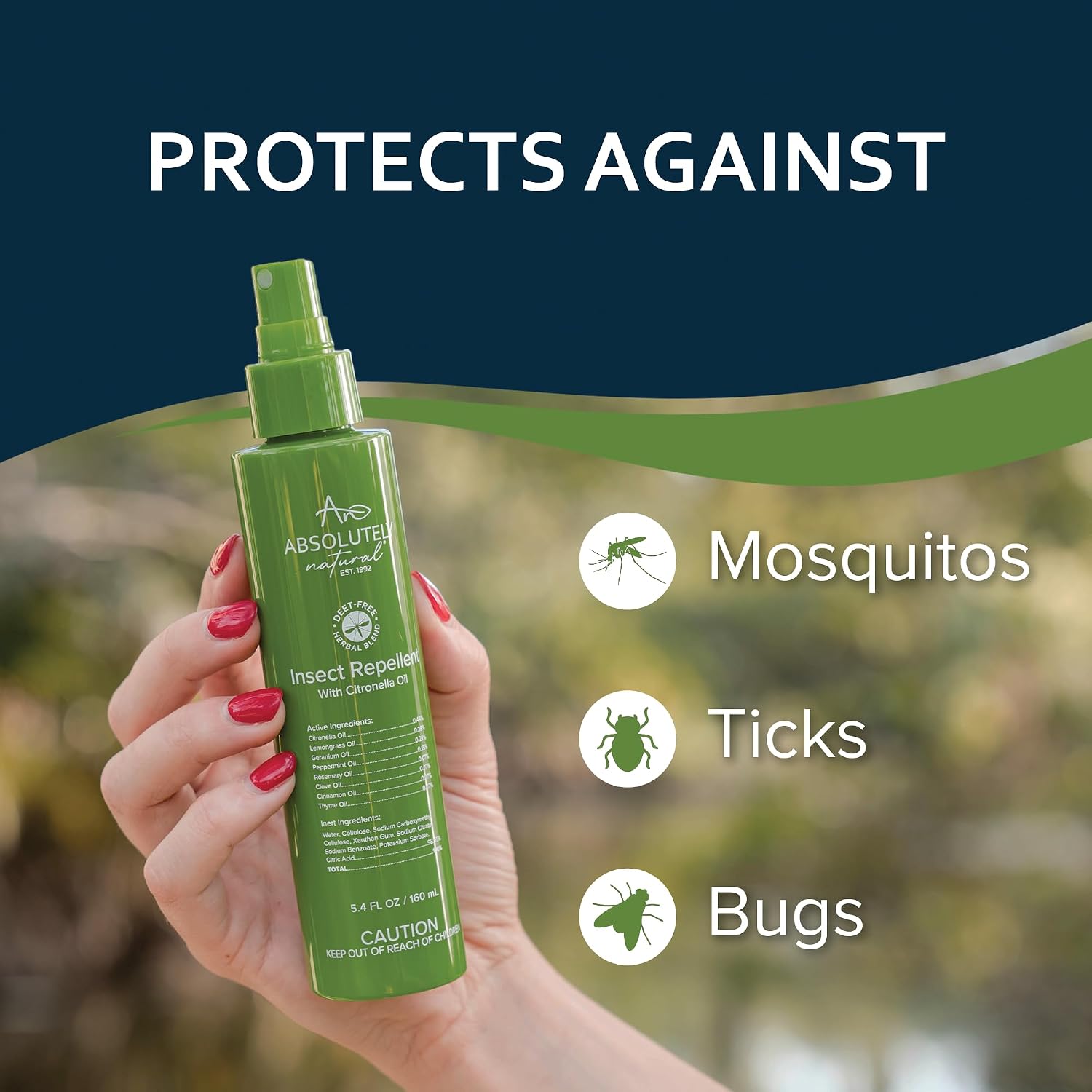 Mosquito Repellent for Outdoor Patio – DEET-Free Bug Spray with Citronella – Non-Sticky, Long-Lasting Fresh Scent
