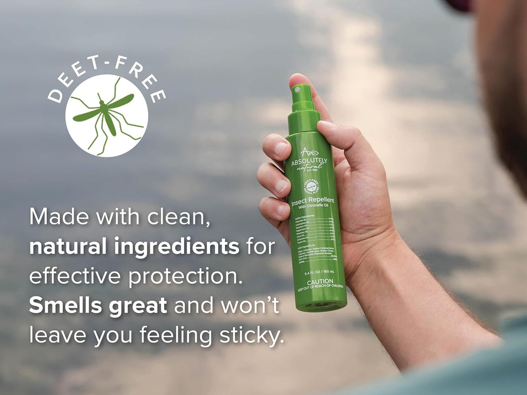 Mosquito Repellent for Outdoor Patio – DEET-Free Bug Spray with Citronella – Non-Sticky, Long-Lasting Fresh Scent