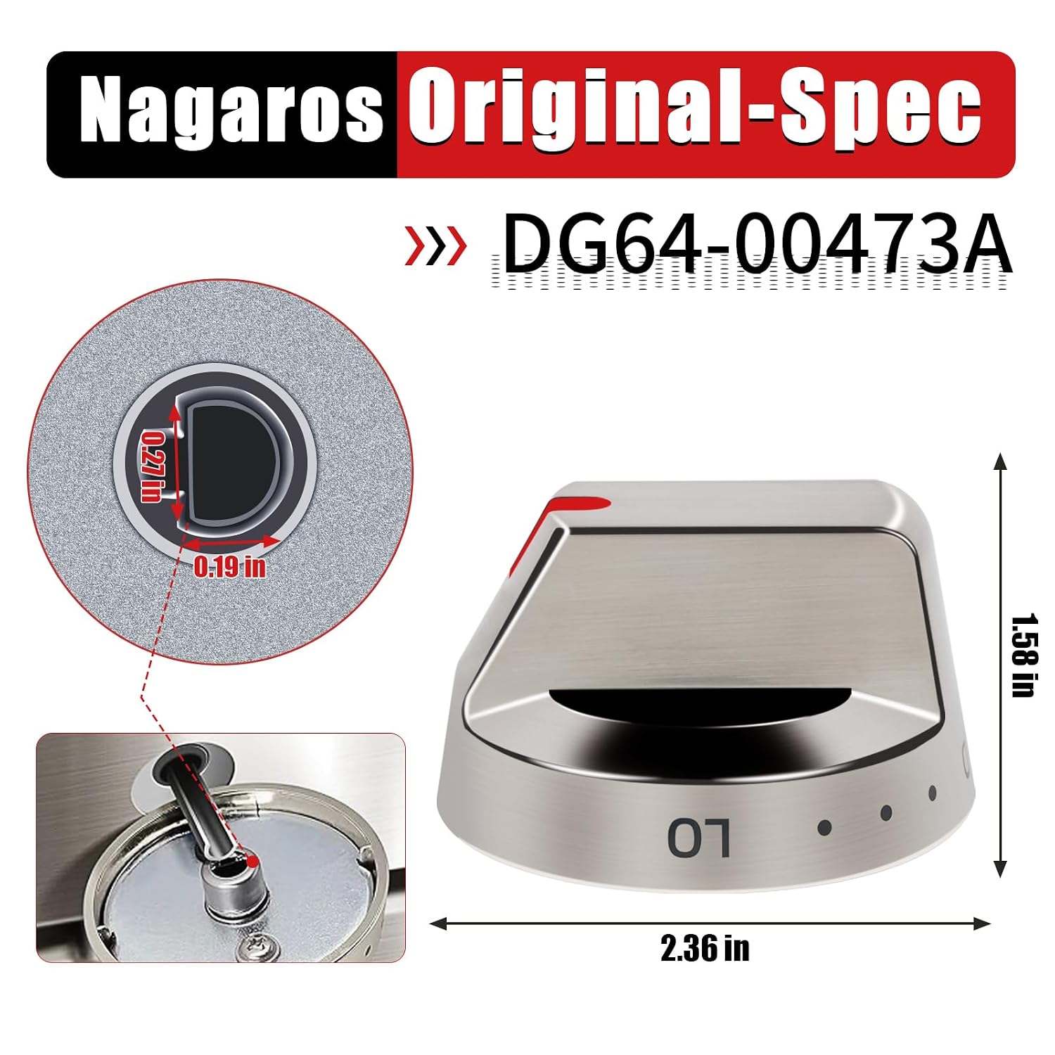Original-Spec Stove Knobs Replacements DG64-00473A (5-Pack) | Compatible with Samsung Gas Stove Range Oven