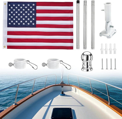 American flag with Pole,Flag poles Kit Embroidered USA Flag | 2x3 Ft | Includes 4 FT Heavy Duty Tangle Free Flagpole