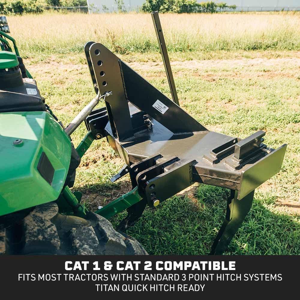 Titan Attachments 3 Shank Subsoiler Ground Ripper Fits Category 1 and 2, 3 Point Quick Hitch Compatible