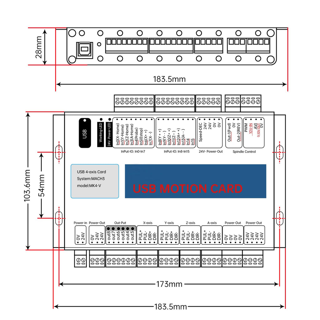 RATTMMOTOR MK4-V CNC Motion Control Card Mach3 USB Controller (4 Axis)