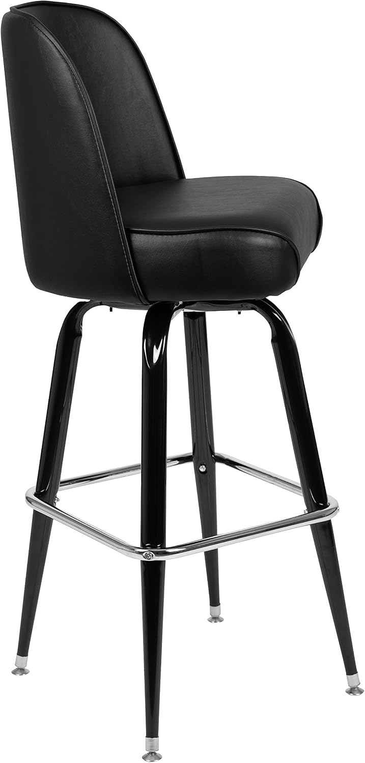 Black Metal Barstool with Swivel Bucket Seat, 2-Pack