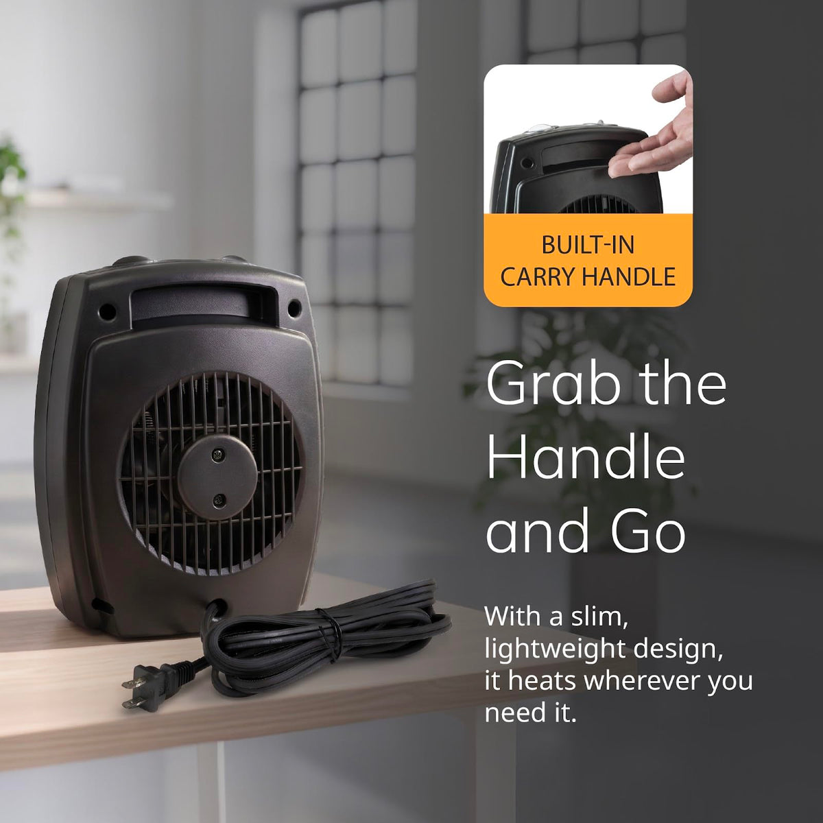 9" Tabletop Ceramic Space Heater with Thermostat - Black - CD09250