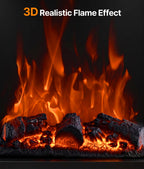 Electric Fireplace Stove Heater with Dual Heat & 3D Flame, 1500W