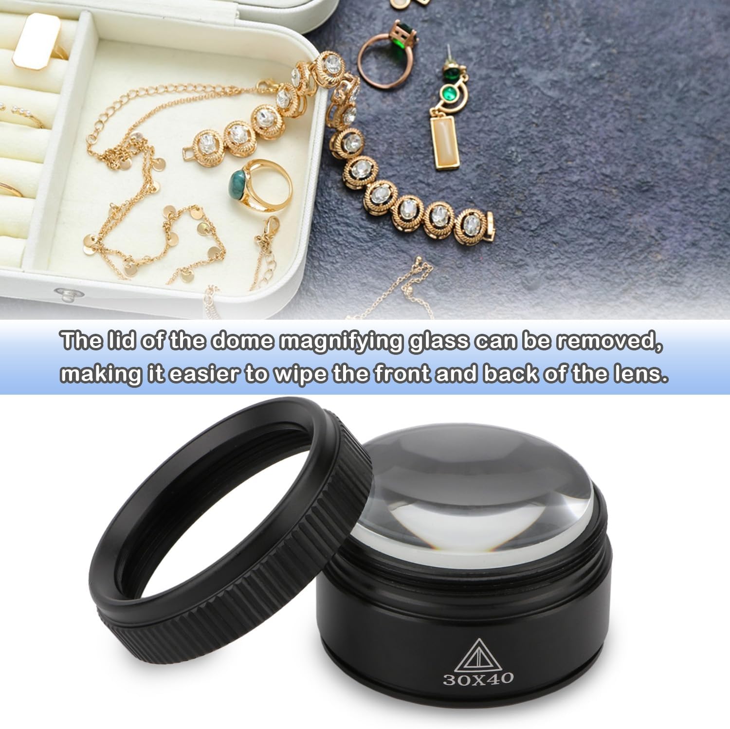 30X Portable Jewelers Loupe Pocket Handheld Magnifier | Sturdy metal, loupe handheld magnifying glass for jeweler