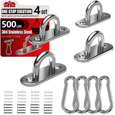 304 Stainless Steel Pad Eye Snap Hook, M5 Ceiling Hook 500Lb,8Pcs