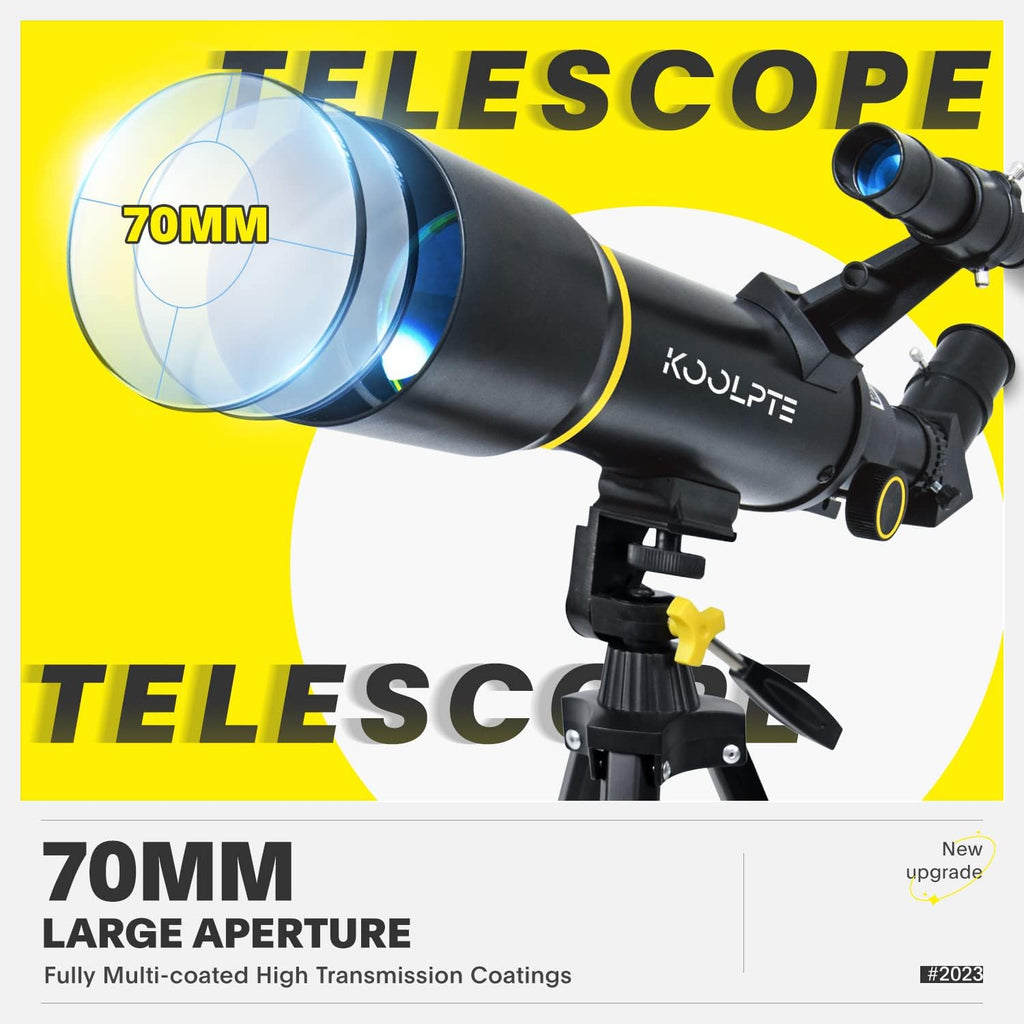 Telescope for Kids, 70mm/400mm Travel Refractor Kit, Black | Travel telescope for kids and beginners to view the Moon
