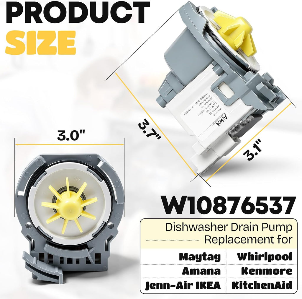 For Whirlpool WDF331PAHS1 Dishwasher Water Drain Pump Repair Component