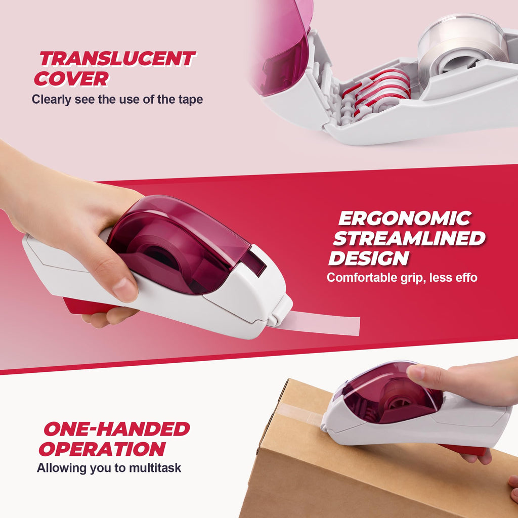 Automatic Tape Dispenser with Multiple Rolls of Tape, White