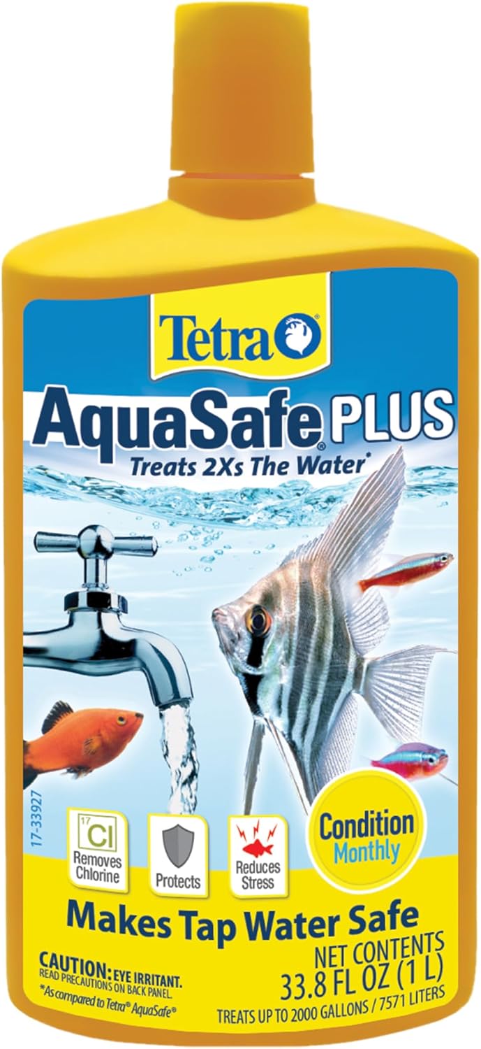 AquaSafe Plus Water Conditioner & Dechlorinator For Aquarium, 33.8 oz | Treats 2X the Water as Standard AquaSafe