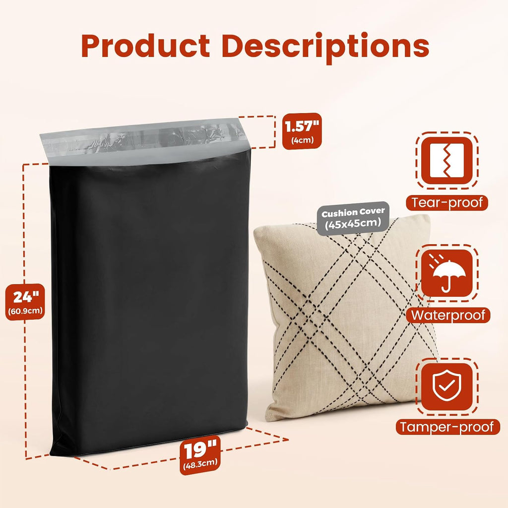 Poly Mailers 19x24 250PC Large Shipping Bags for Business Black