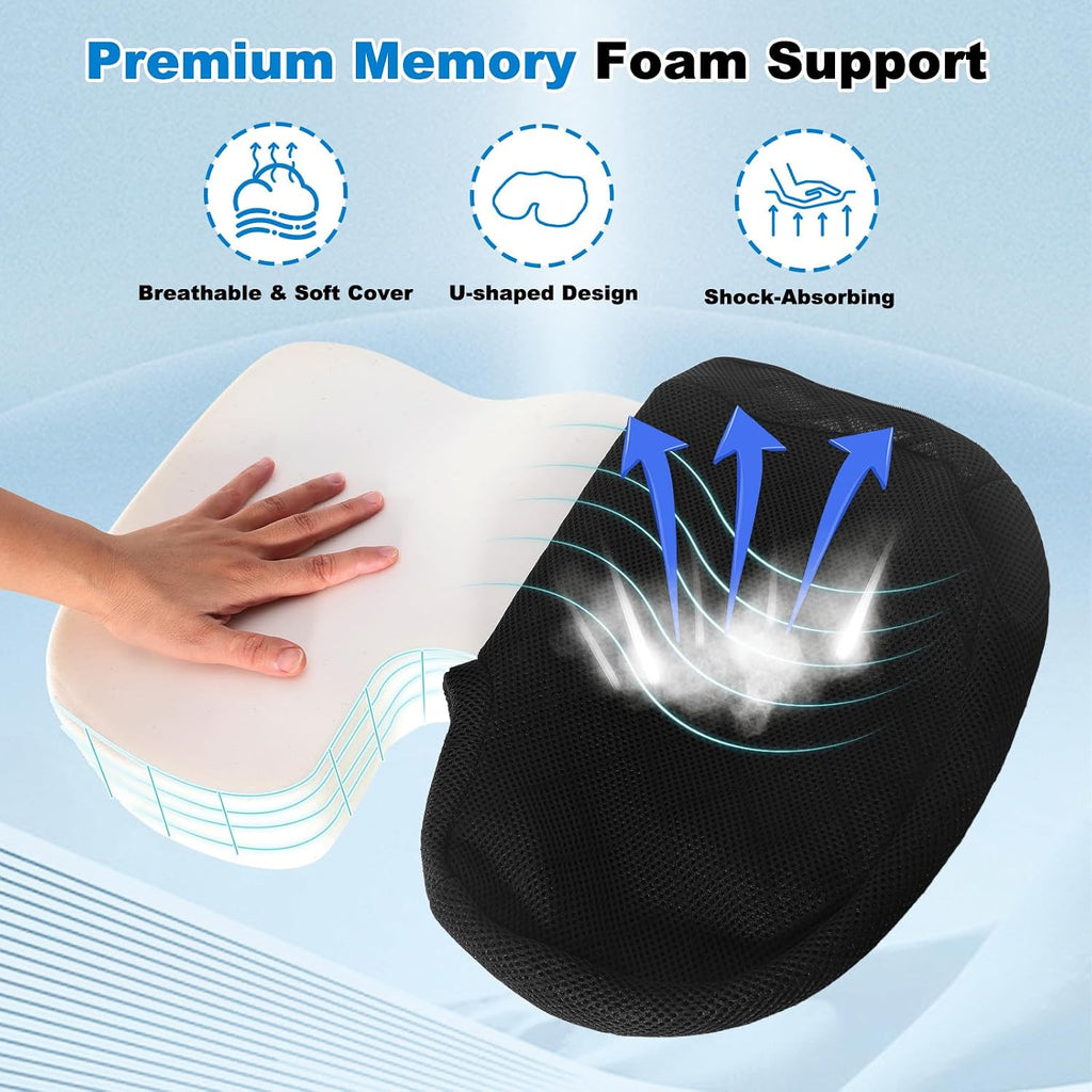 Lawn Mower Seat Cushion - Memory Foam Cushion for Riding Lawn Mower, Shock-Absorbing Seat Pillow for Long Hours of