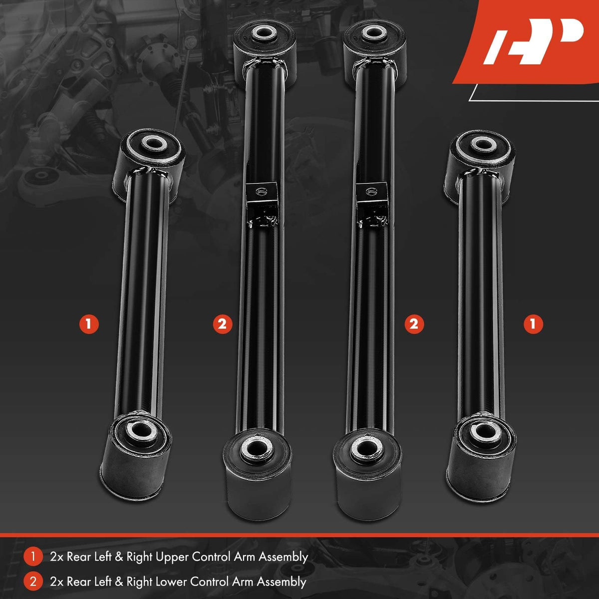 A-Premium Rear Upper & Lower Control Arm Kit, with Bushing