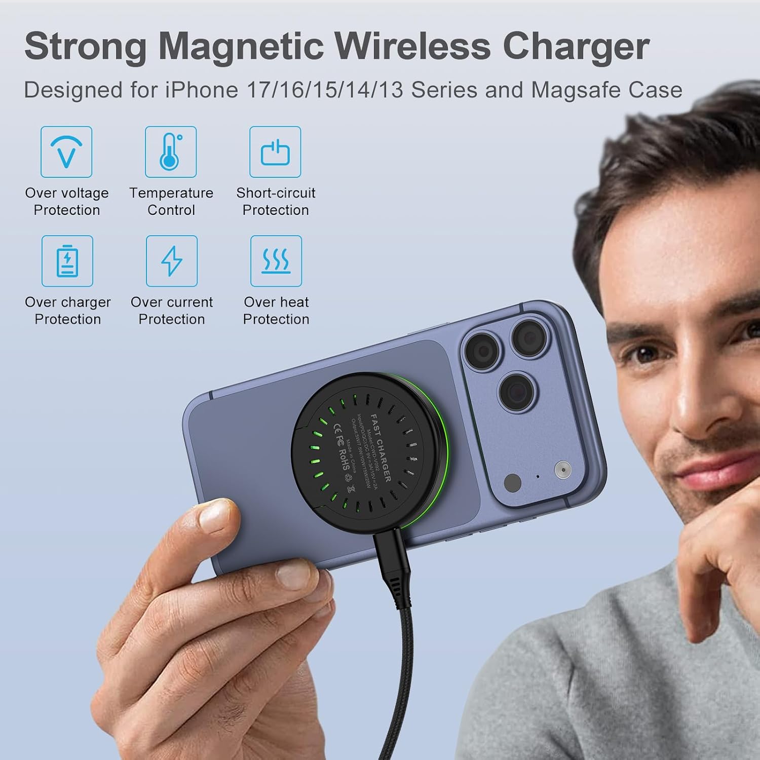 Super Fast Magnetic Wireless Charger Pad MagSafe 25W with 30W Power Adapter | Wireless Charger Mat for Google Pixel