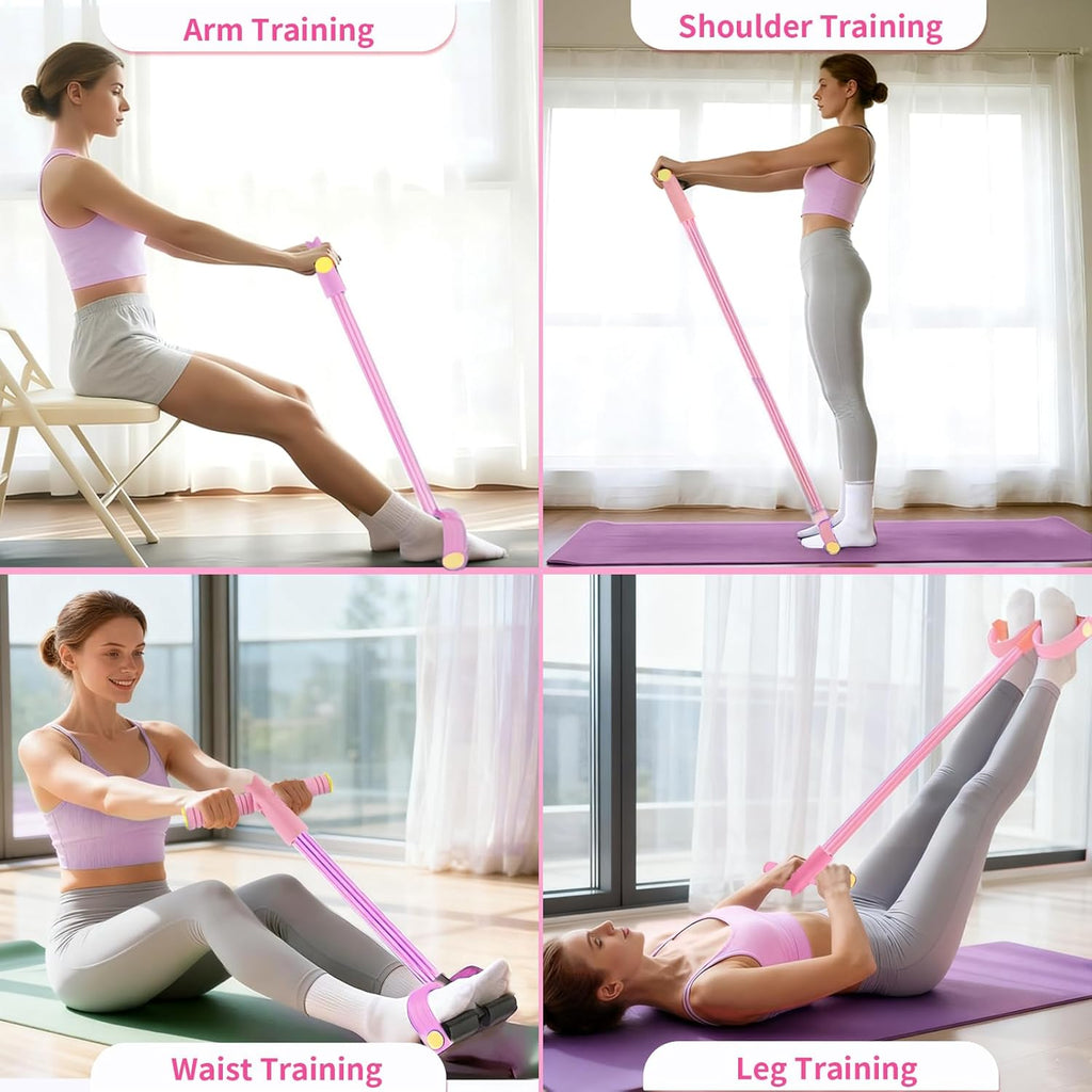 Pedal Resistance Bands with Handles, Upgrade 6-Tubes Elastic Bands for Exercise, Natural Rubber Foot Pedal Resistance