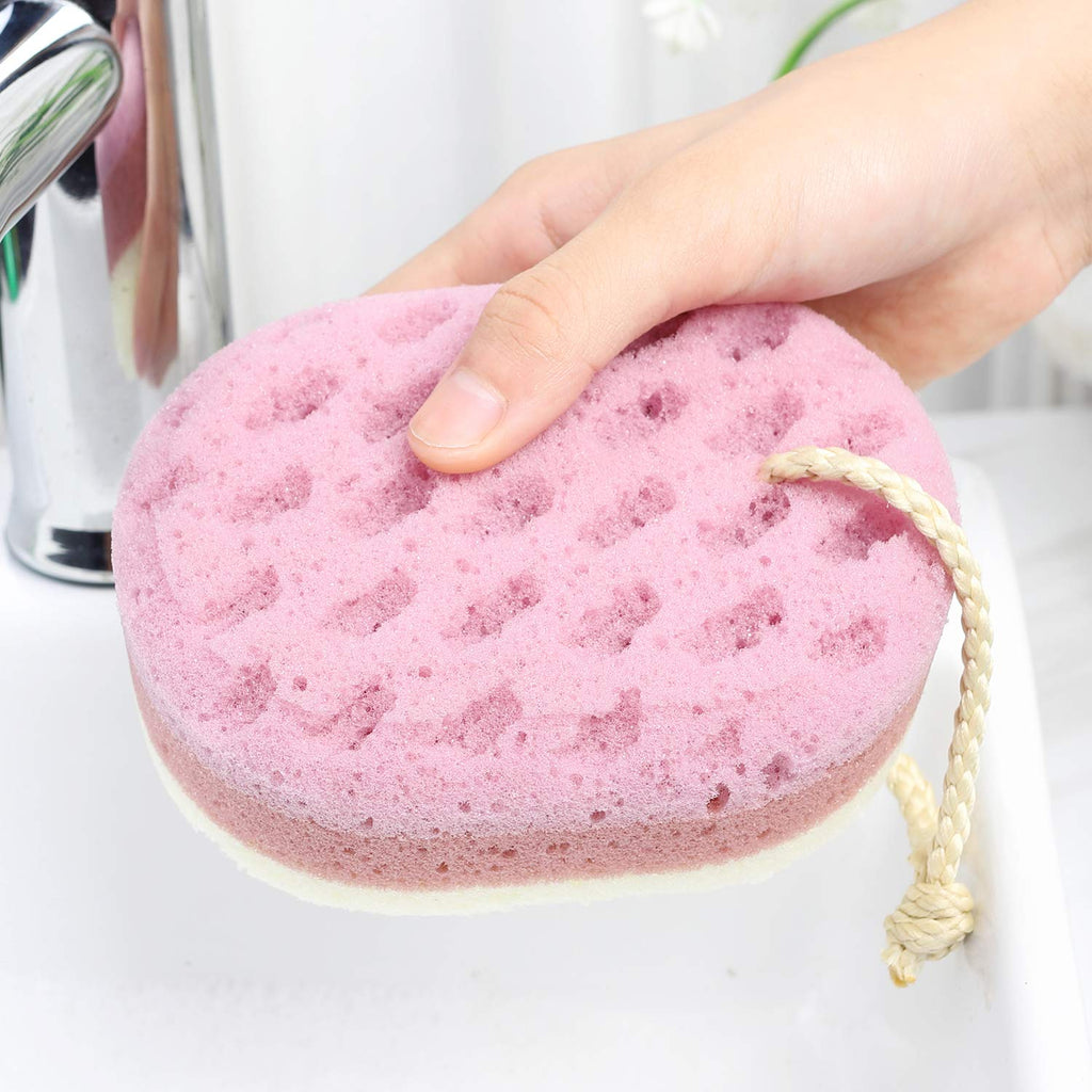 Oval Bath Sponge, Soft Exfoliating Shower Cleaning Sponge, 3‑Pack