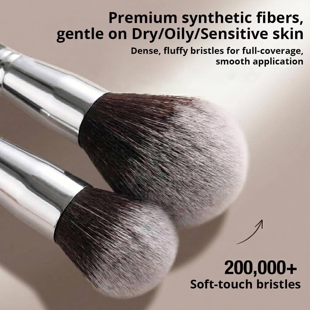 Makeup Brushes Set, Professional Foundation Eyeshadow Concealer Blush Powder Bronzer Applicator, 2 Blender Sponge