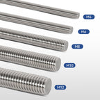 4 Pcs 304 Stainless Steel M8 Threaded Rod,12"(305mm)