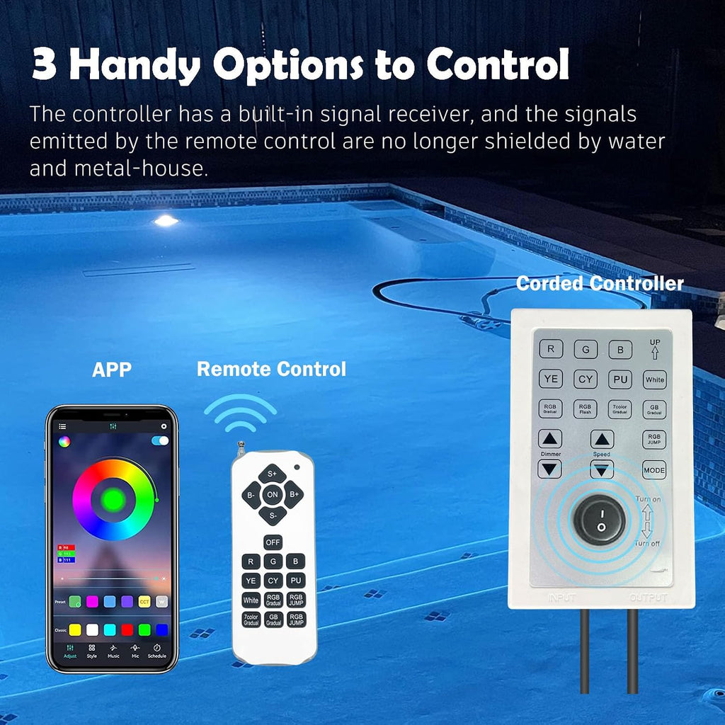 Pool Lights for Inground Pool, 60W 10 Inch Color Changing LED Inground Pool Light with Controller, Remote and APP