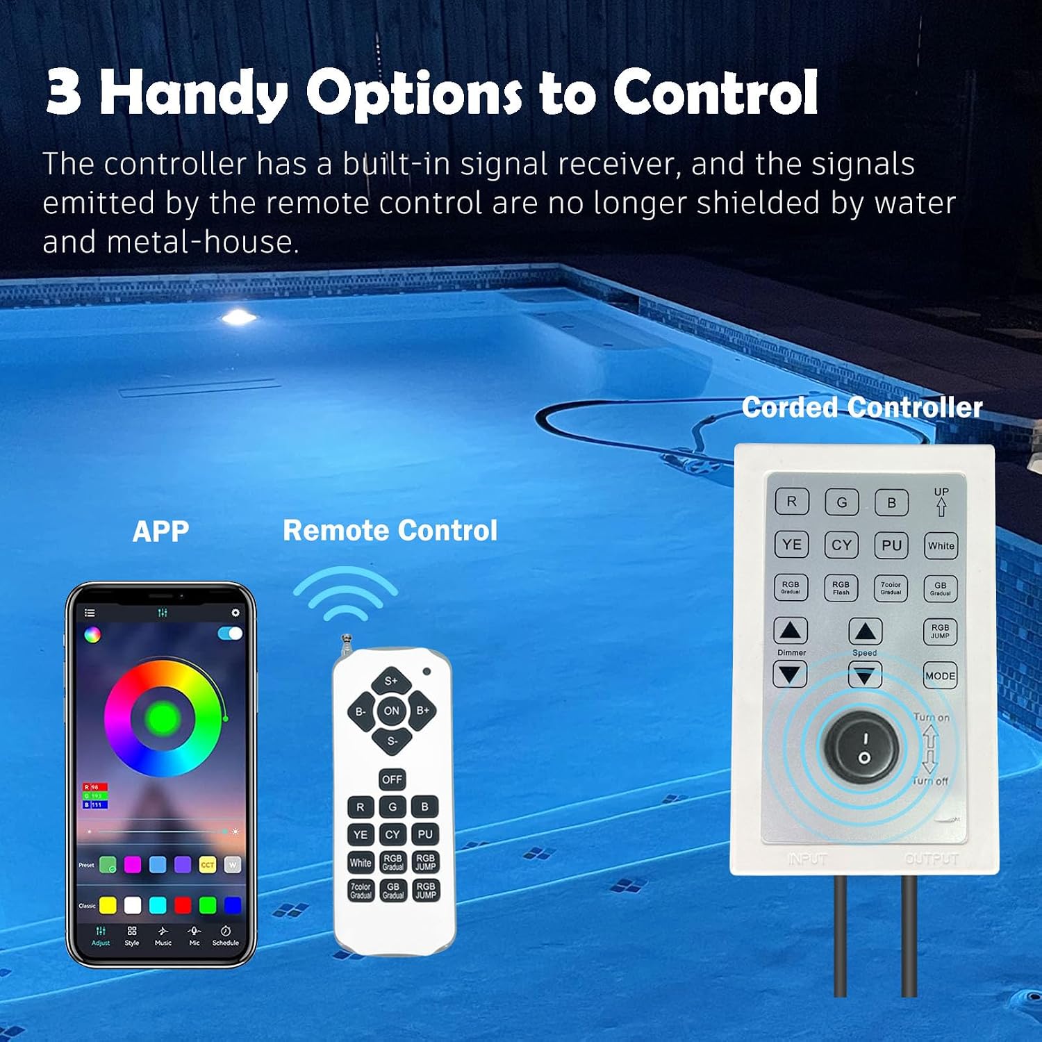Pool Lights for Inground Pool, 60W 10 Inch Color Changing LED Inground Pool Light with Controller, Remote and APP