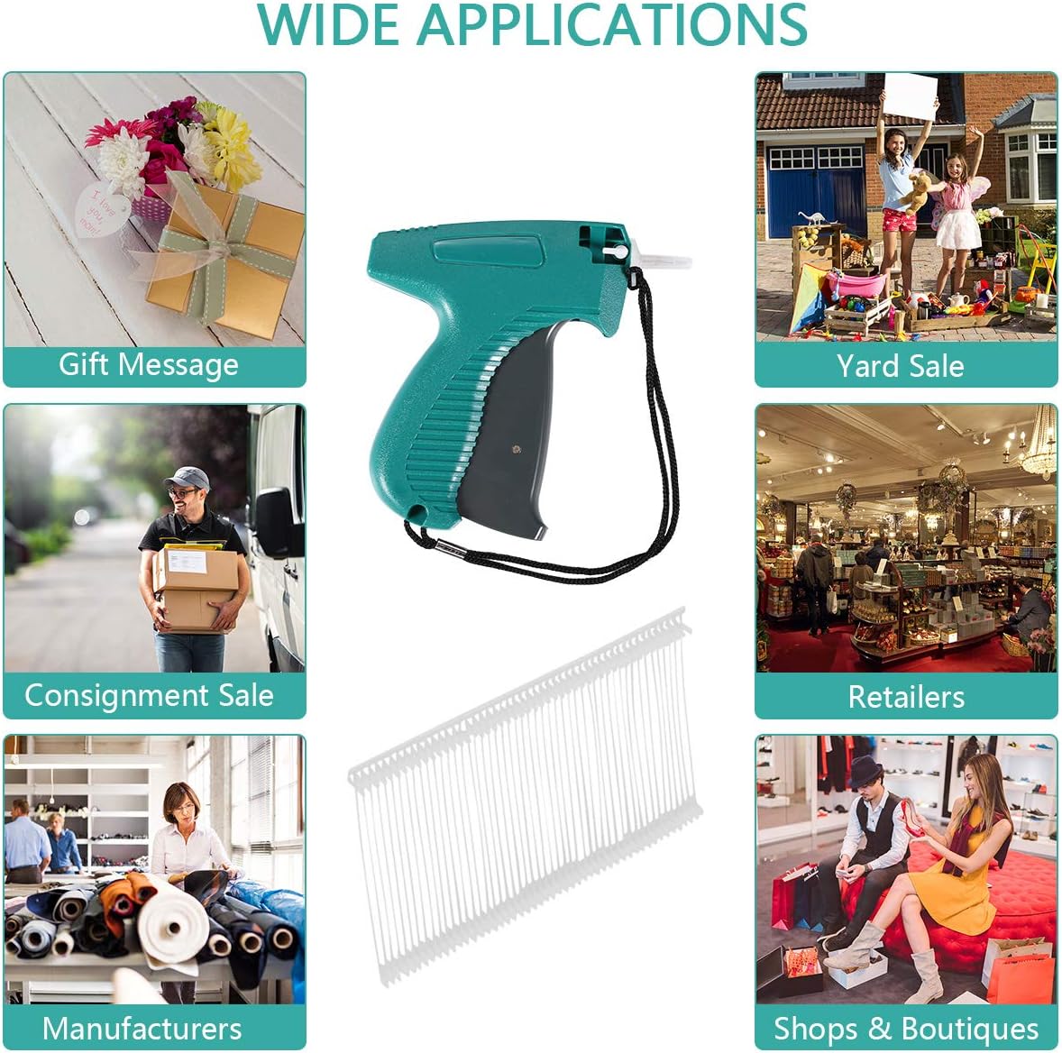 Price Tagging Gun for Clothing, Standard Retail Price Tag Attacher Gun for Clothes with 6 Needles & 1000pcs 2" Barbs