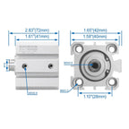 Baomain Compact Thin Air Cylinder SDA25x20 25mm Bore 20mm Stroke