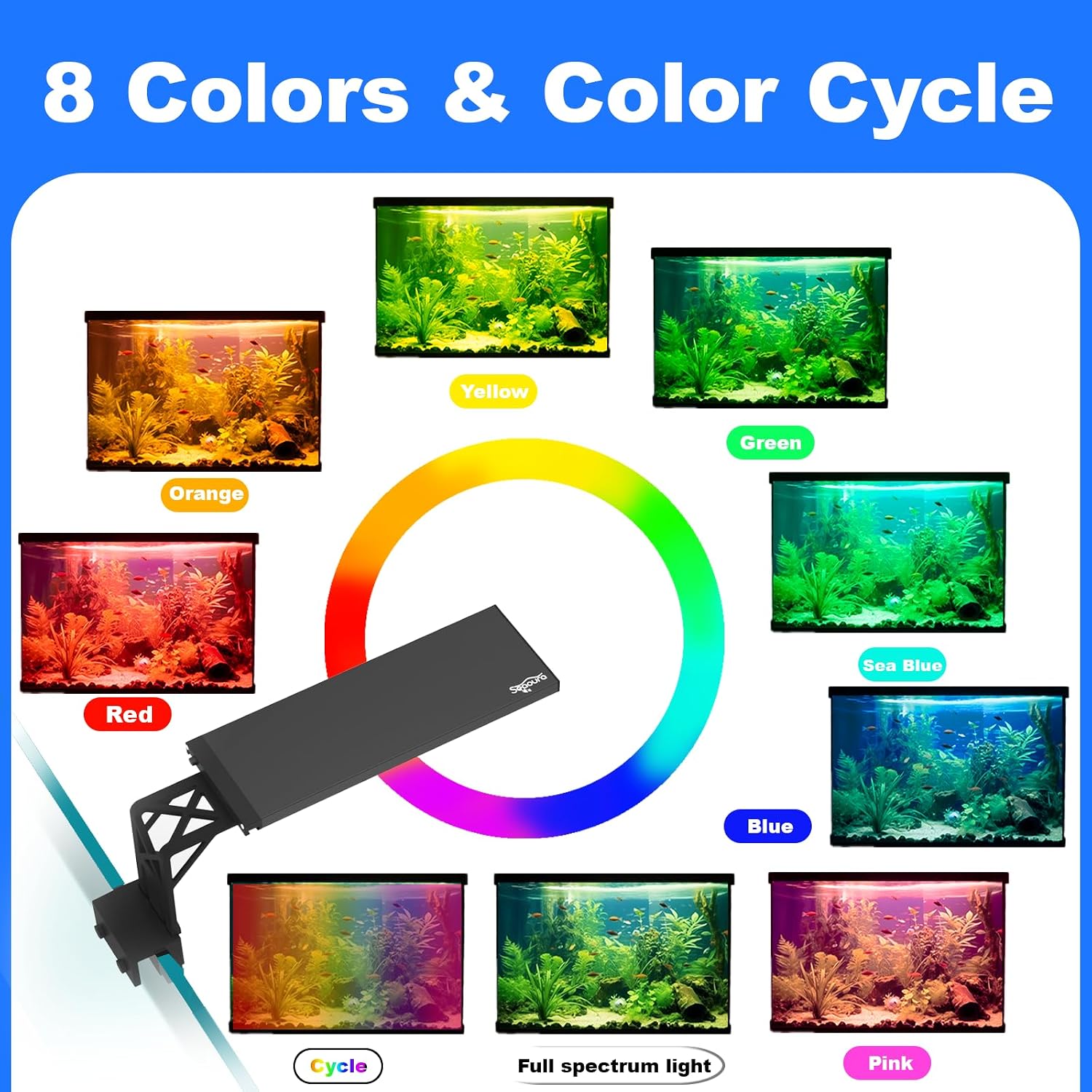 Clip On Aquarium Light for Plants-24/7 Fish Tank Light, 12-20 Inch | Led Aquarium Plant Light with Timer, Full