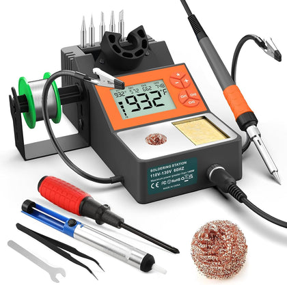 Soldering Station, 140W Digital Display Soldering Iron Station Kit with 2 Helping Hands, 356°F-932°F, Auto Sleep