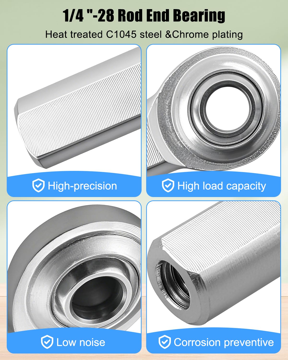 4PCS RH 1/4 x 1/4-28 Heim Joint Rod End Kit Fit for Hydraulic Cylinders