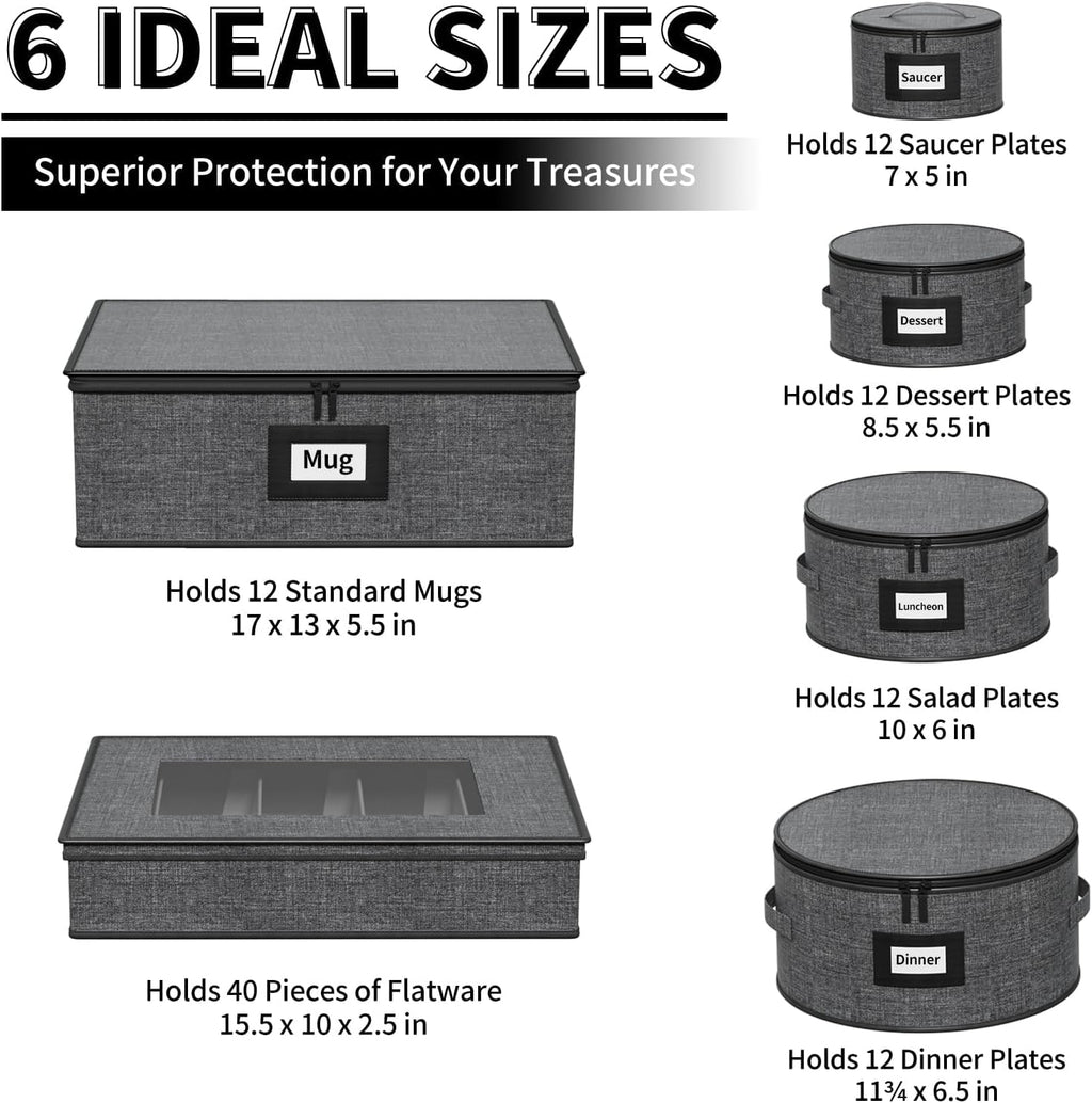 6-Piece China Storage Containers Set, Hard Shell Moving Boxes for Dishes, Plates, Mugs & Flatware – Dinnerware