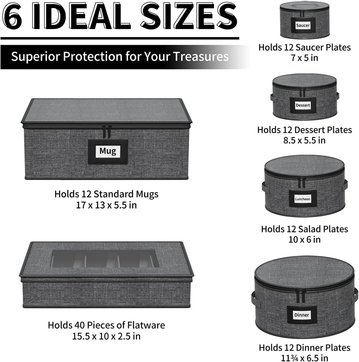 6-Piece China Storage Containers Set, Hard Shell Moving Boxes for Dishes, Plates, Mugs & Flatware – Dinnerware