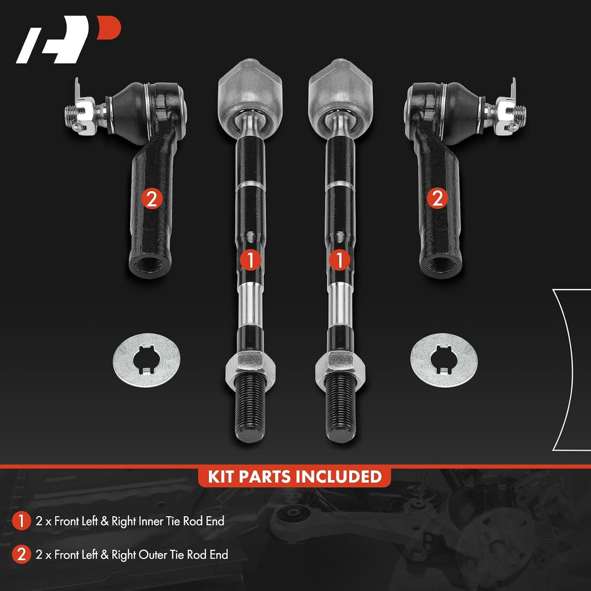 A-Premium Front Inner & Outer Tie Rod End Kit Fix Uneven Tire Wear