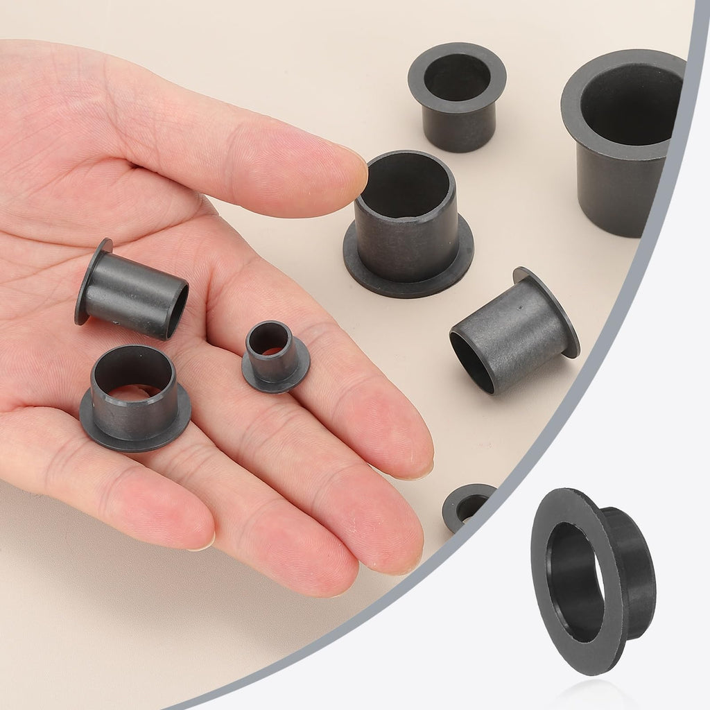 uxcell 8Pcs Flanged Sleeve Bearings,ID12mmxOD14mmxL6mm POM Bushing,Black